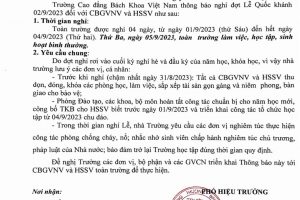 Thông báo nghỉ lễ Quốc Khánh 2/9/2023